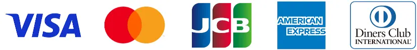 Visa、マスター、JCB、アメックス、ダイナース